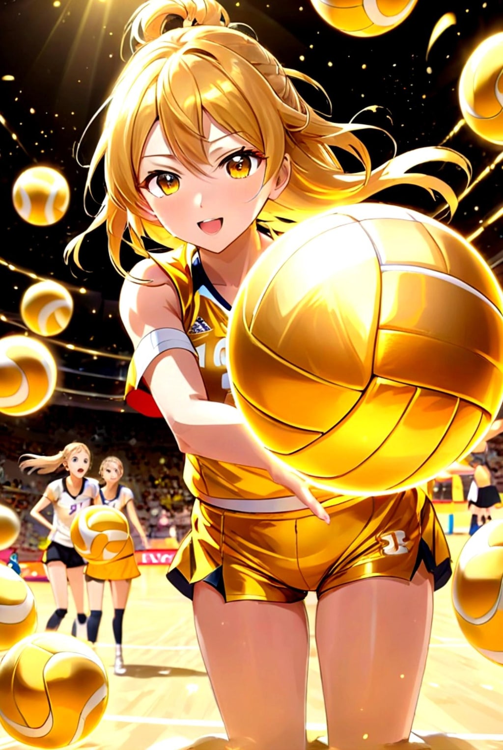 タマさんバレーをする金髪ちゃん