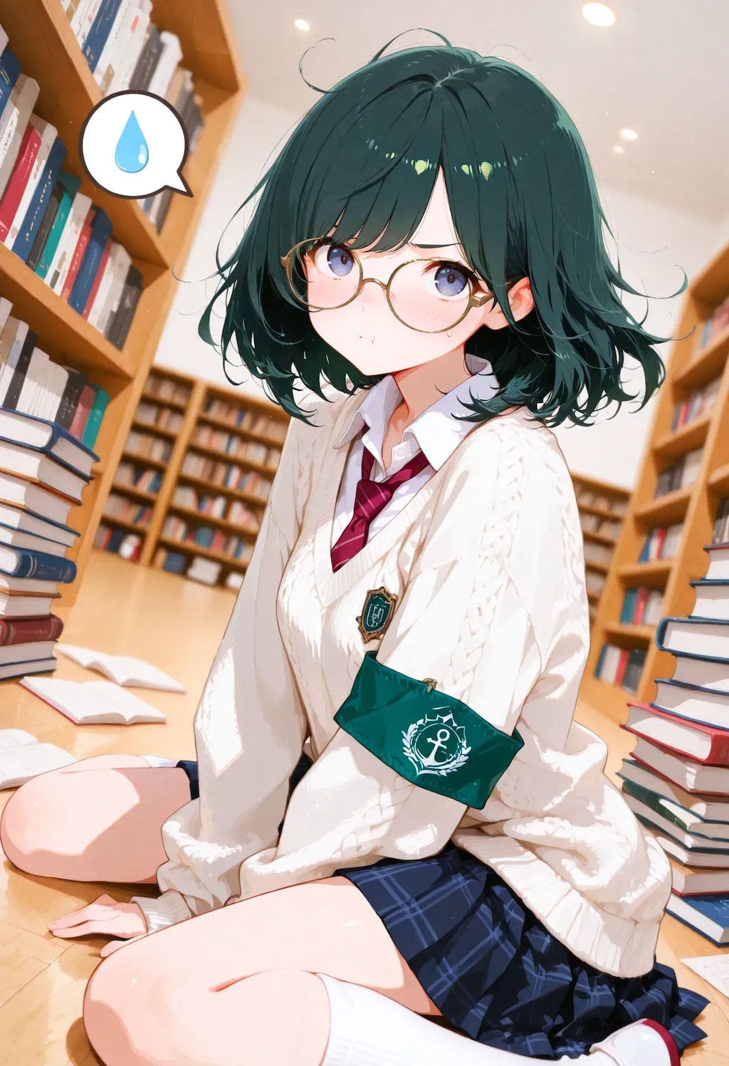 本を片付け中の図書委員さん