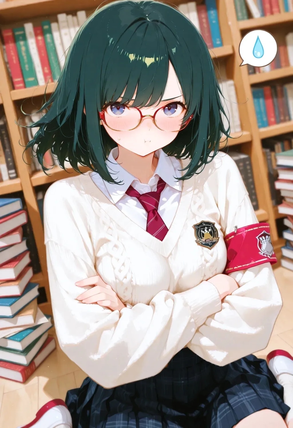 本を片付け中の図書委員さん