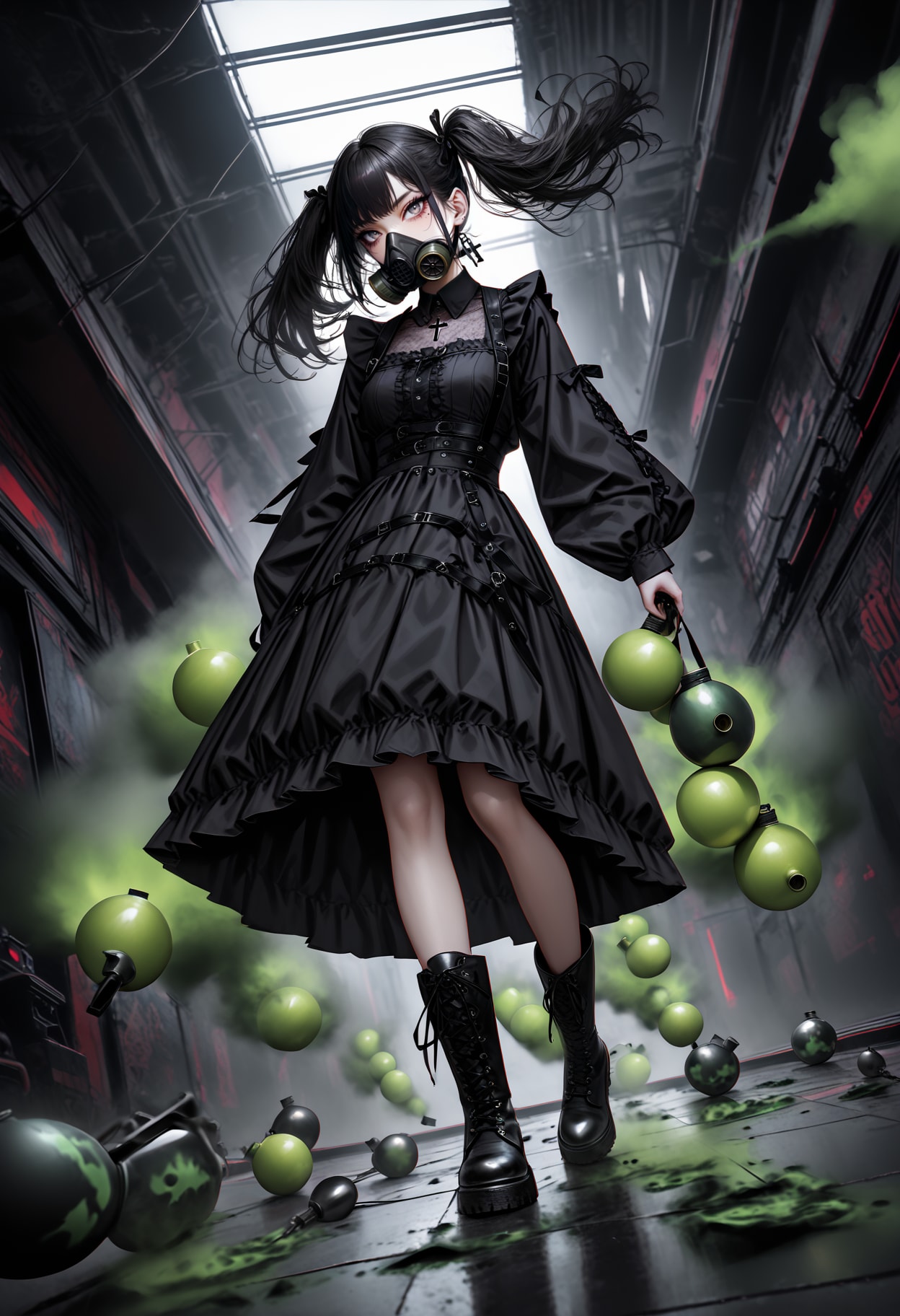 ゴス×ガスマスク＝最強！　閉所×毒ガス＝無敵！ | の人気AIイラスト・グラビア
