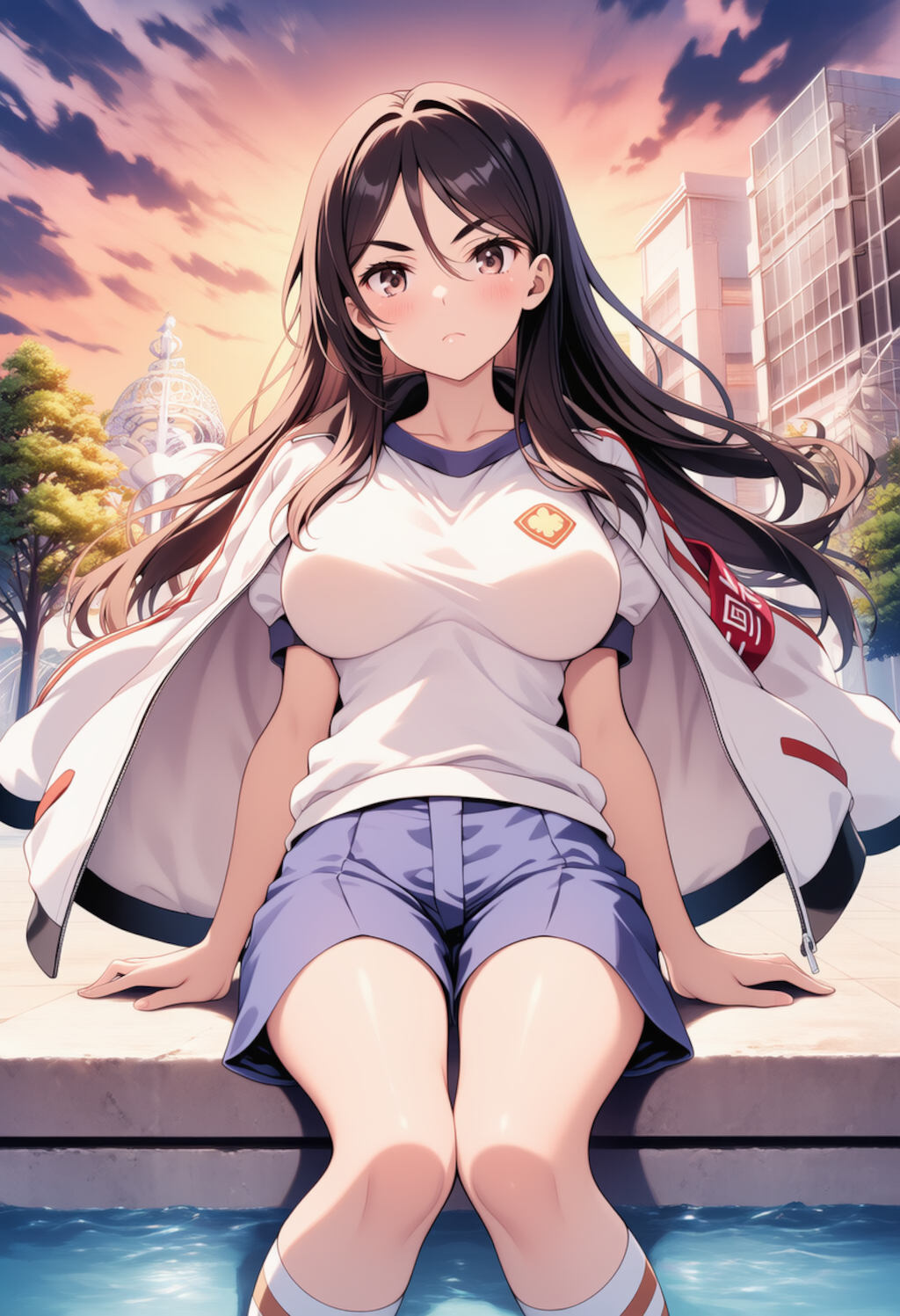 吹寄制理さんが、校庭の池のあたりにいますよ