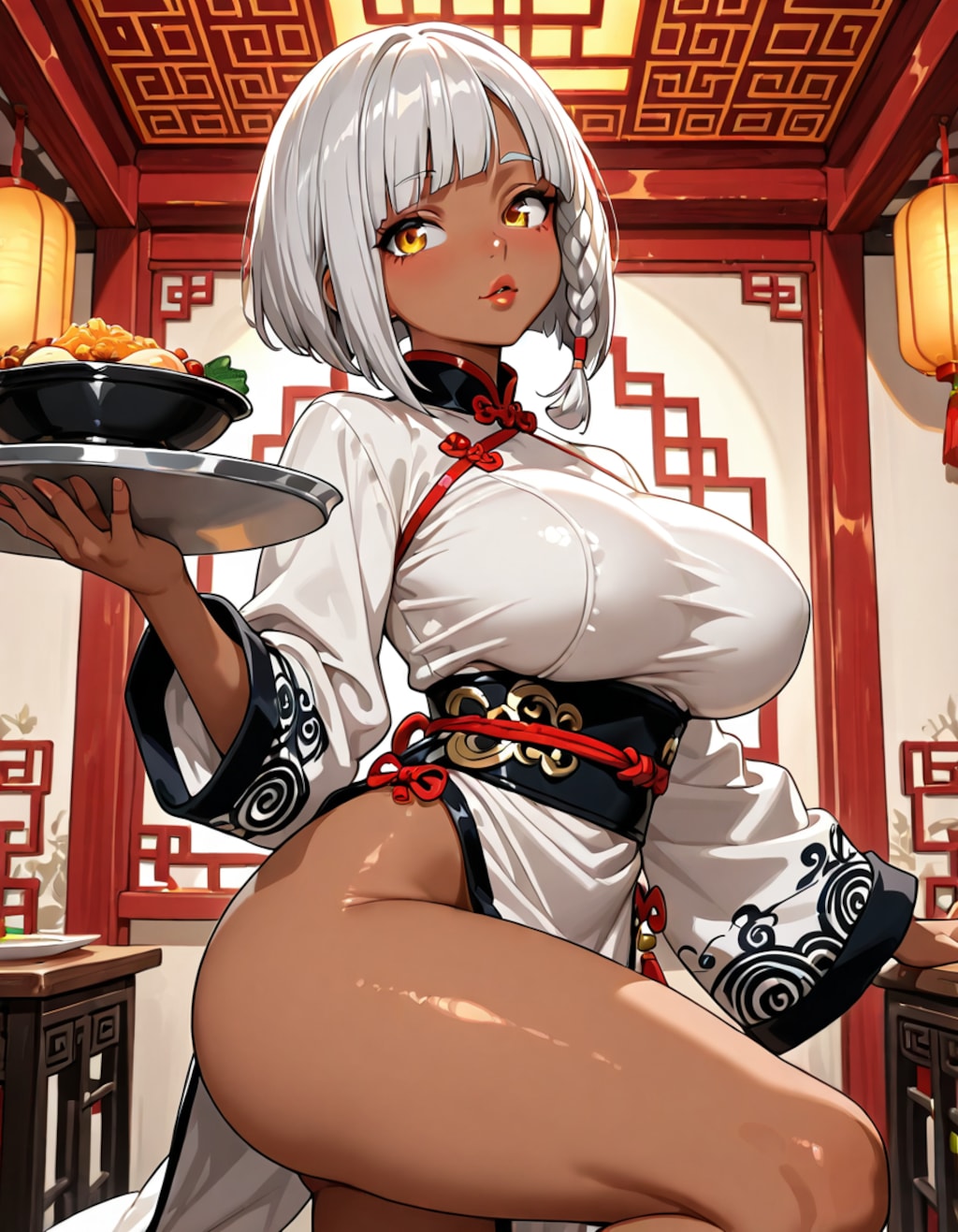 中華料理店のバイトを始めた褐色銀髪ちゃん