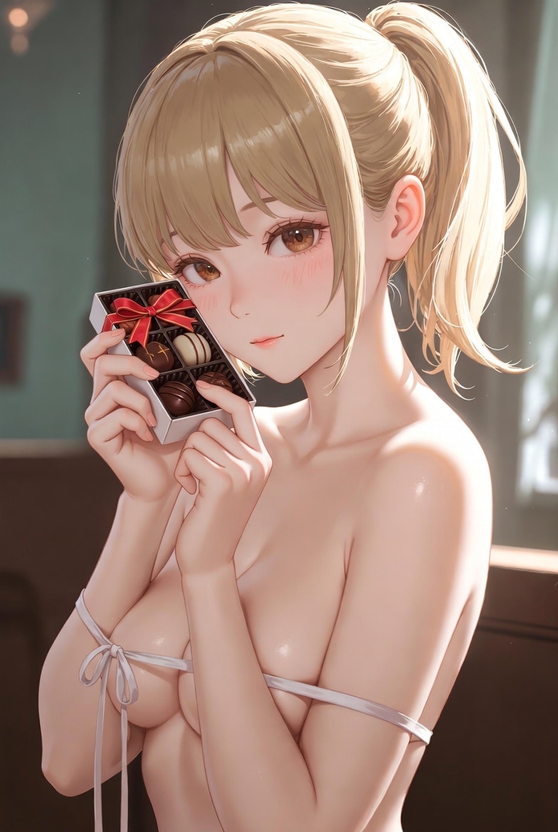 バレンタイン・裸リボン・イラスト