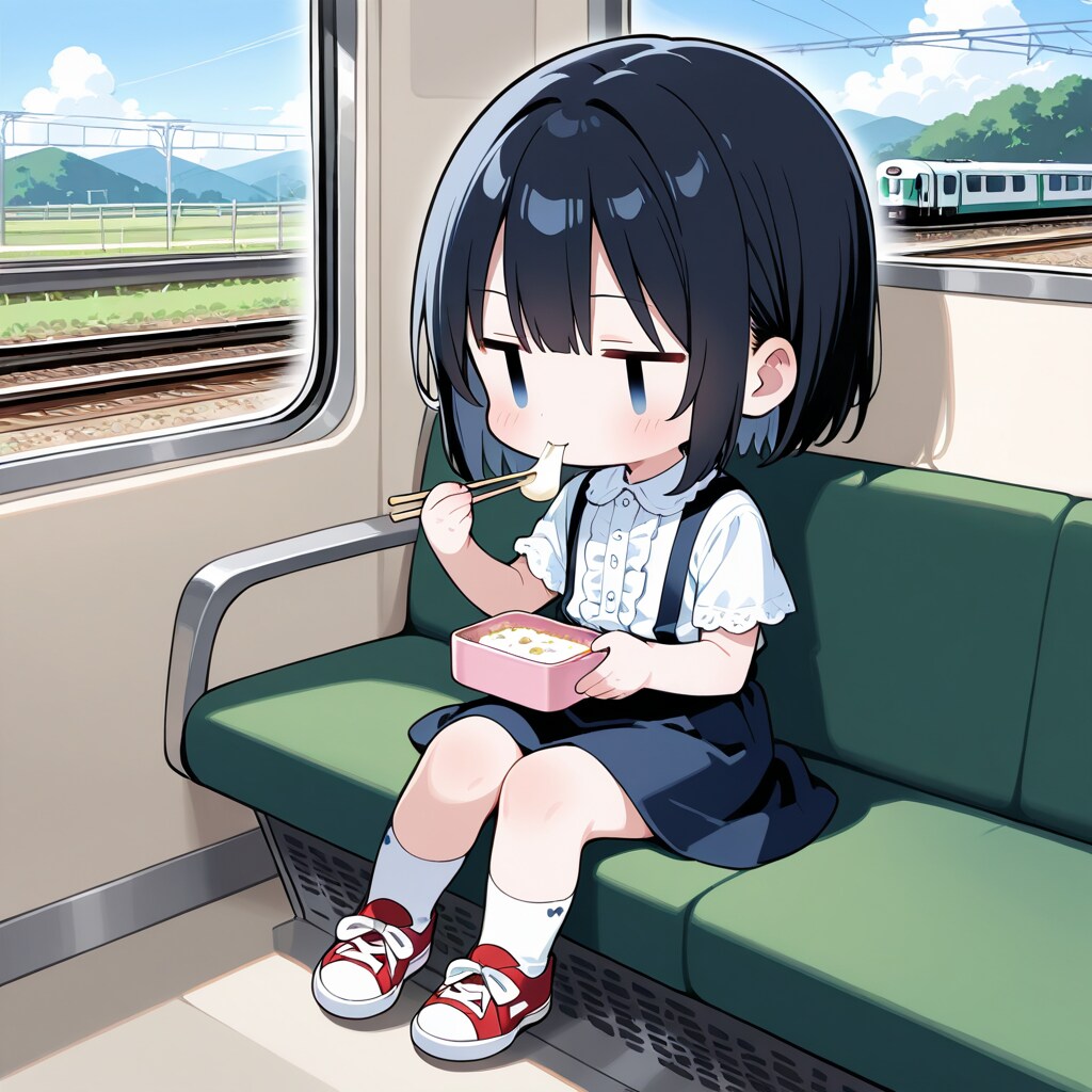 駅弁を食べる