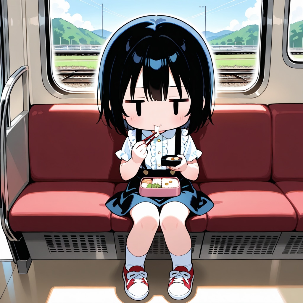 駅弁を食べる