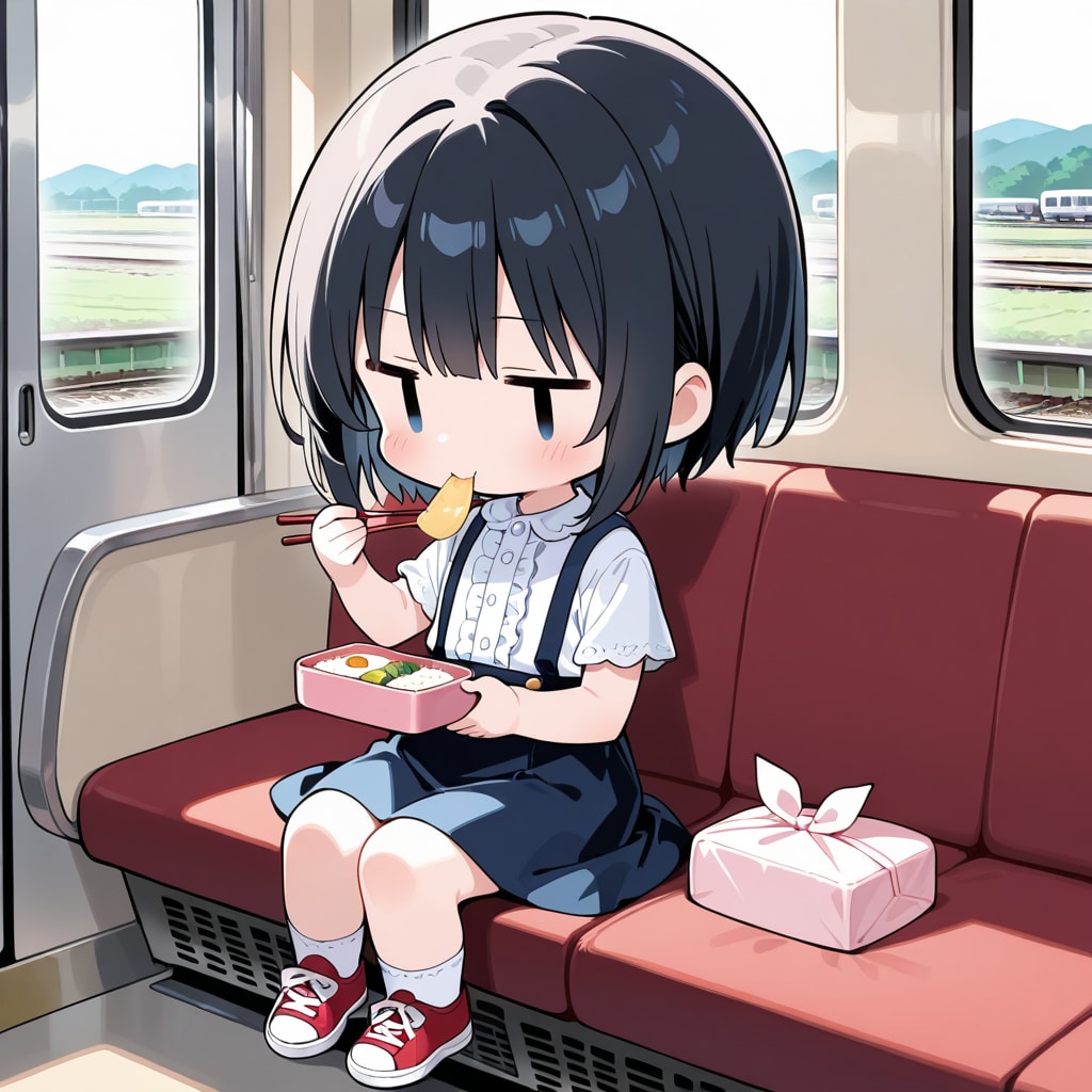 駅弁を食べる