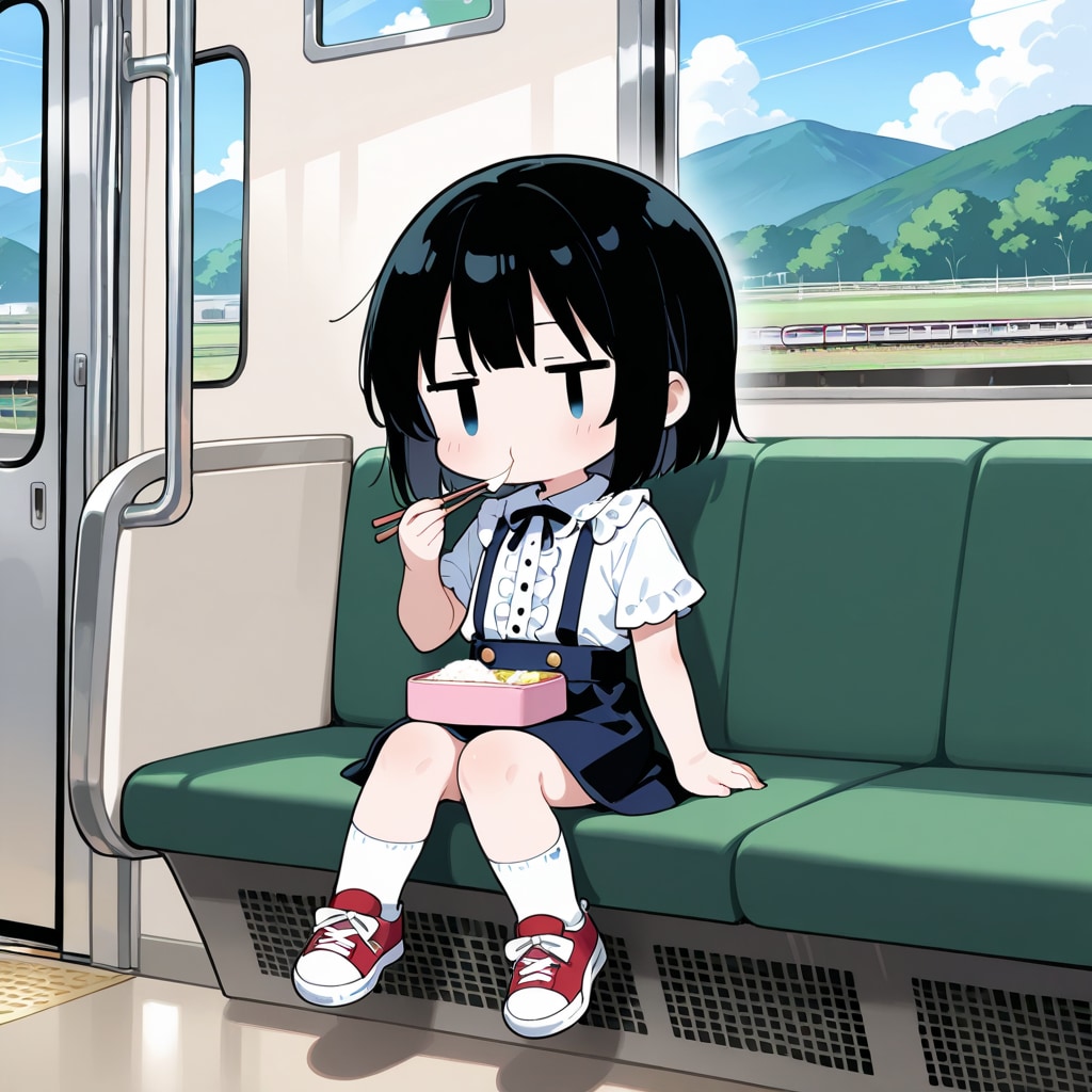 駅弁を食べる