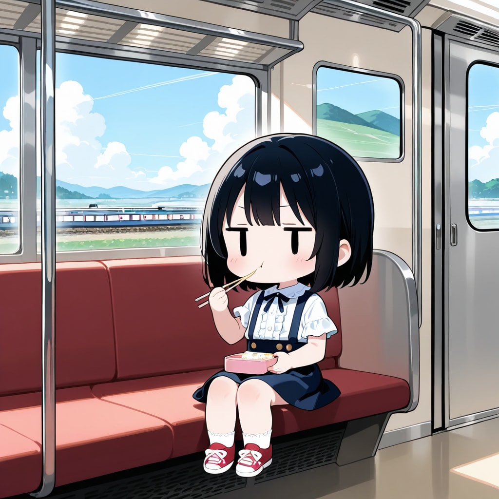 駅弁を食べる