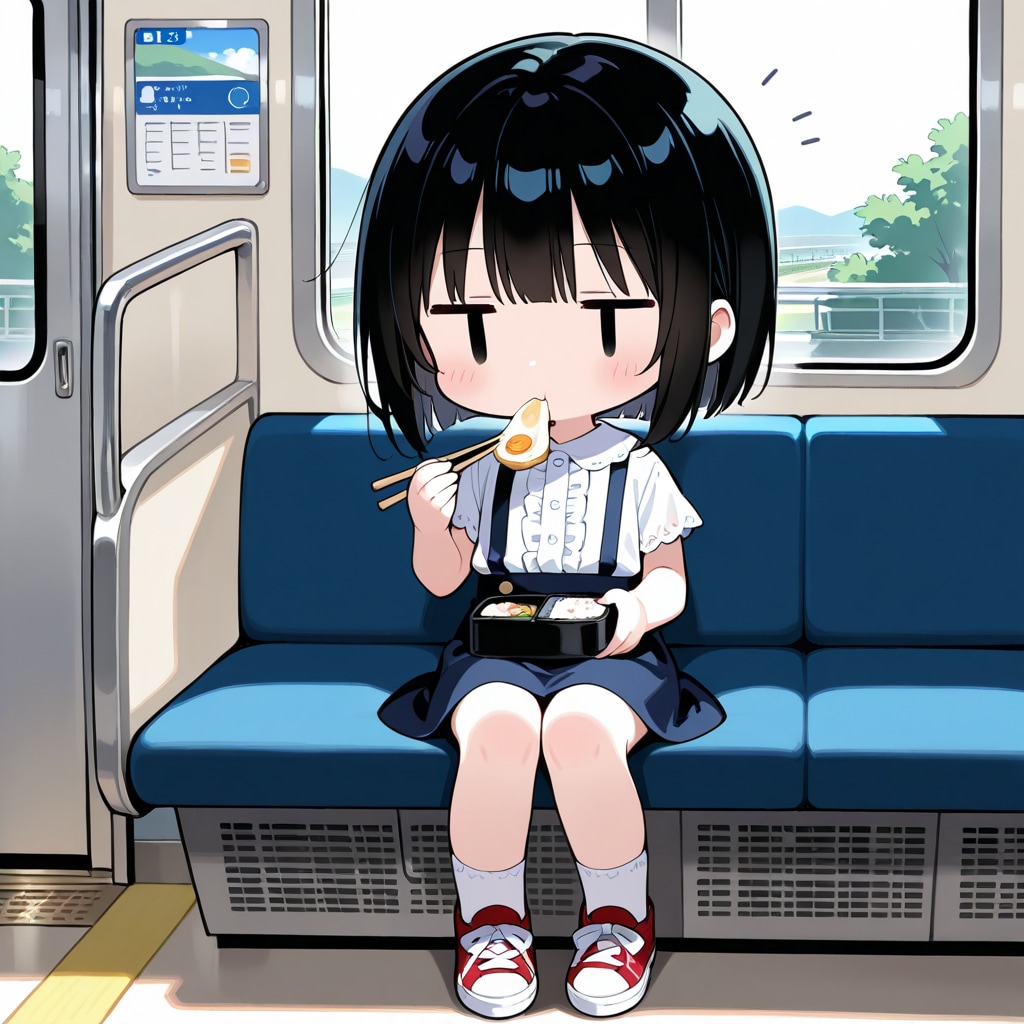 駅弁を食べる