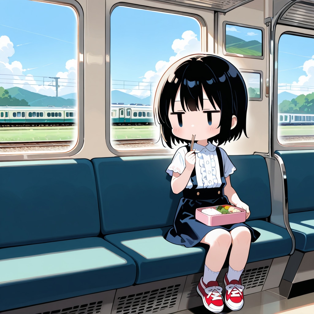 駅弁を食べる