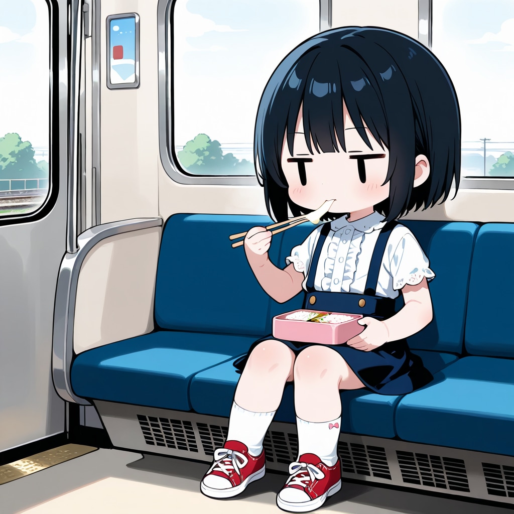 駅弁を食べる