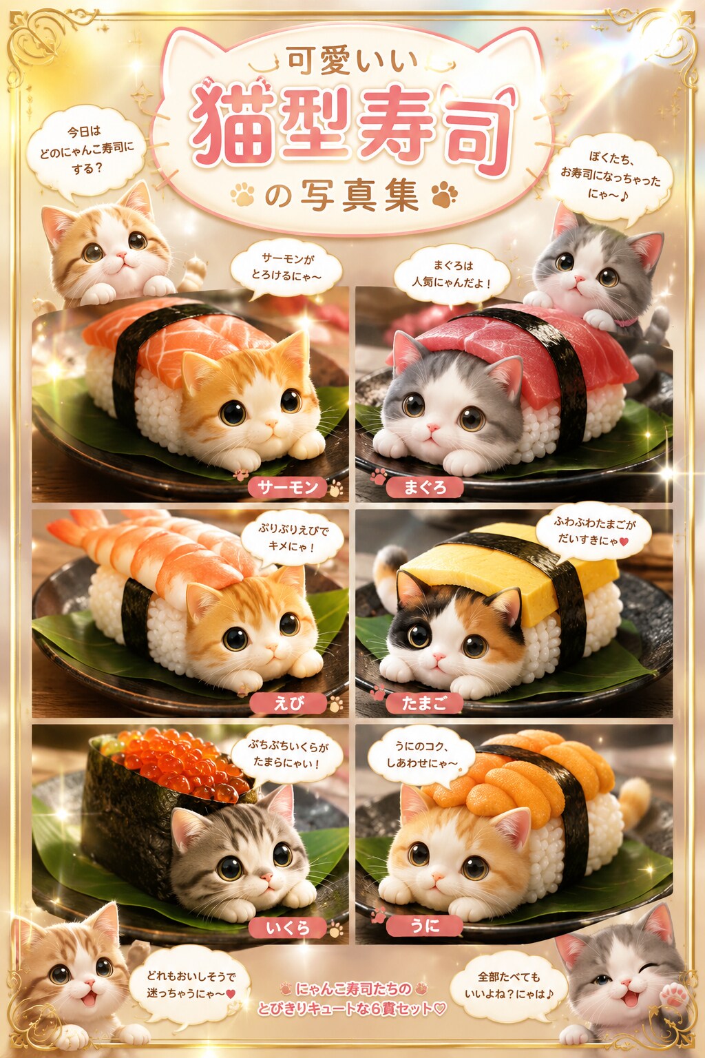 可愛い猫型寿司の写真集