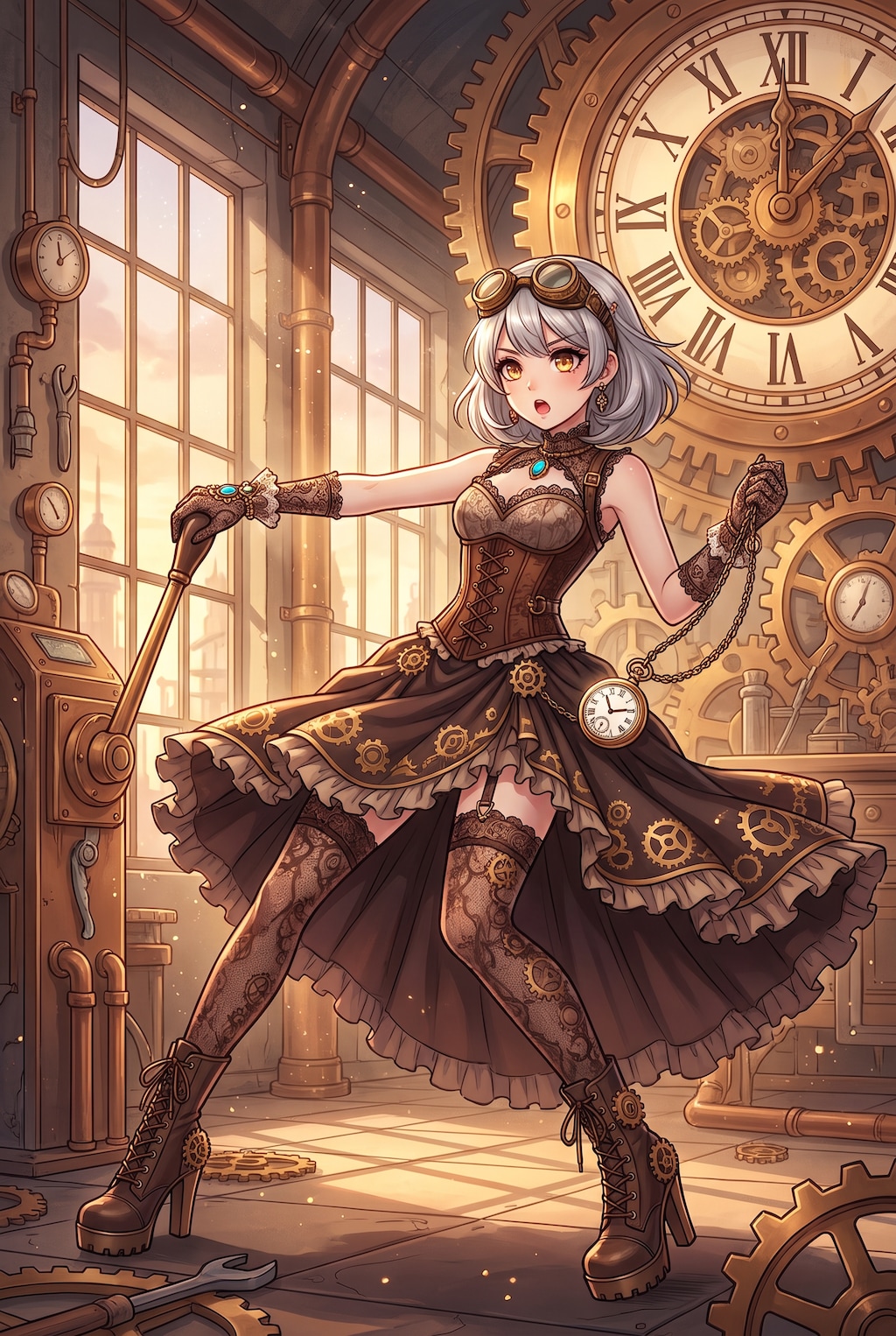 歯車暁光の銀髪少女