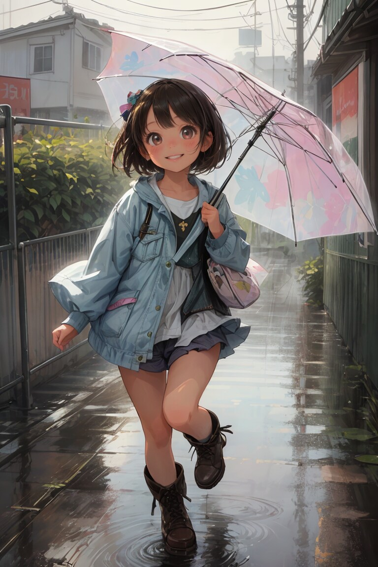 雨の日の小学生