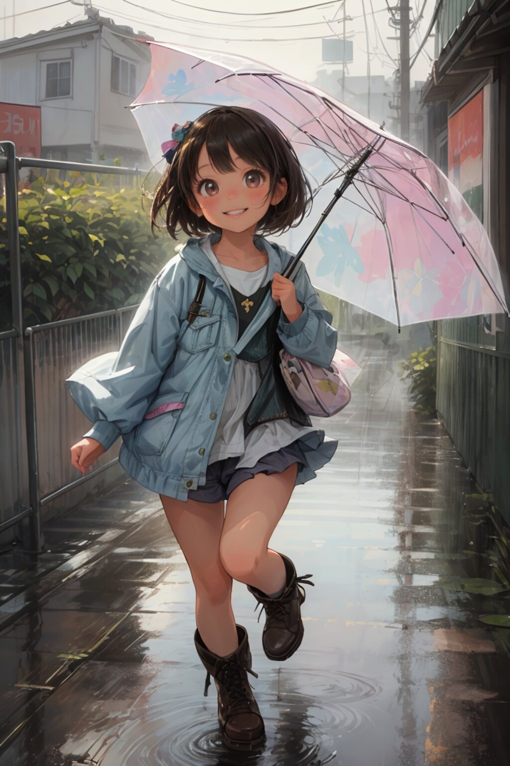 雨の日の小学生