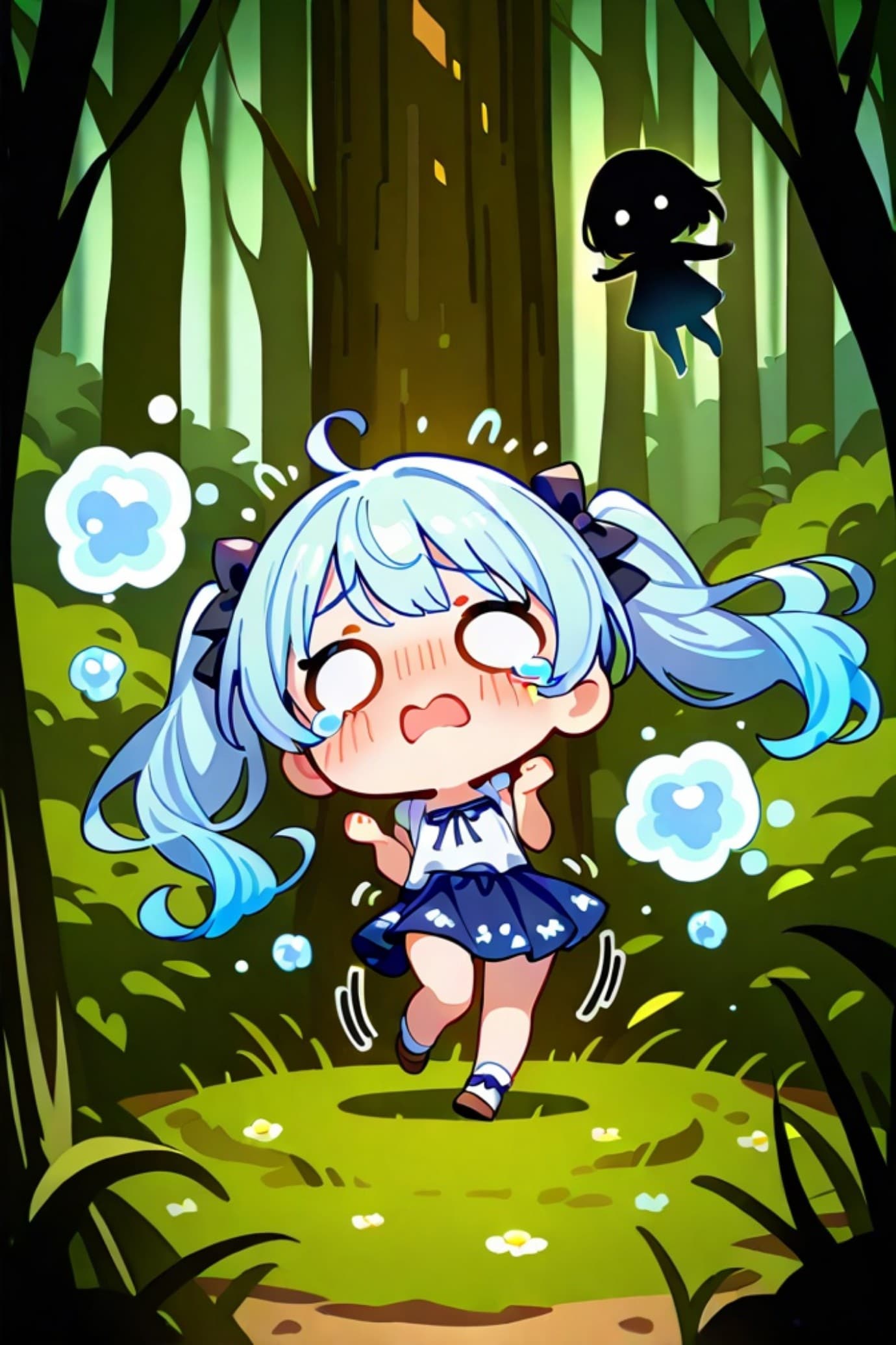 森で迷子の青髪ちゃん | の人気AIイラスト・グラビア