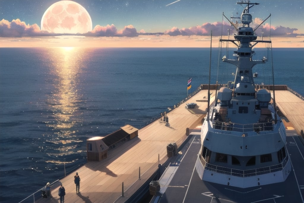 軍艦と月夜
