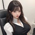 巨乳OLギャル　座りポーズ　高解像度 4枚目