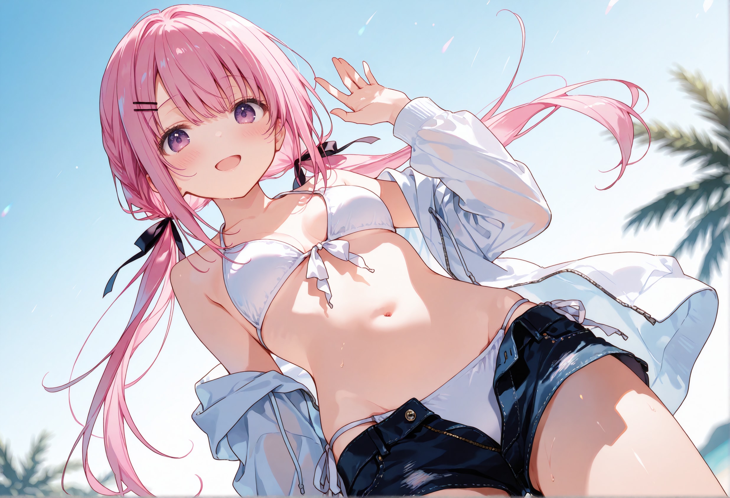 水着とパーカーと桃香