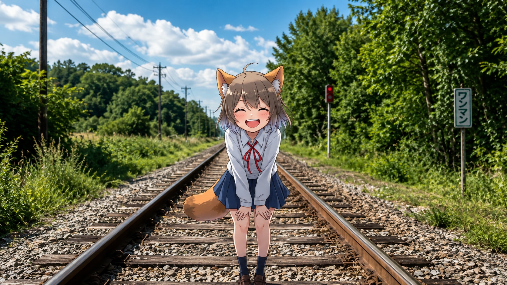 線路に動物が