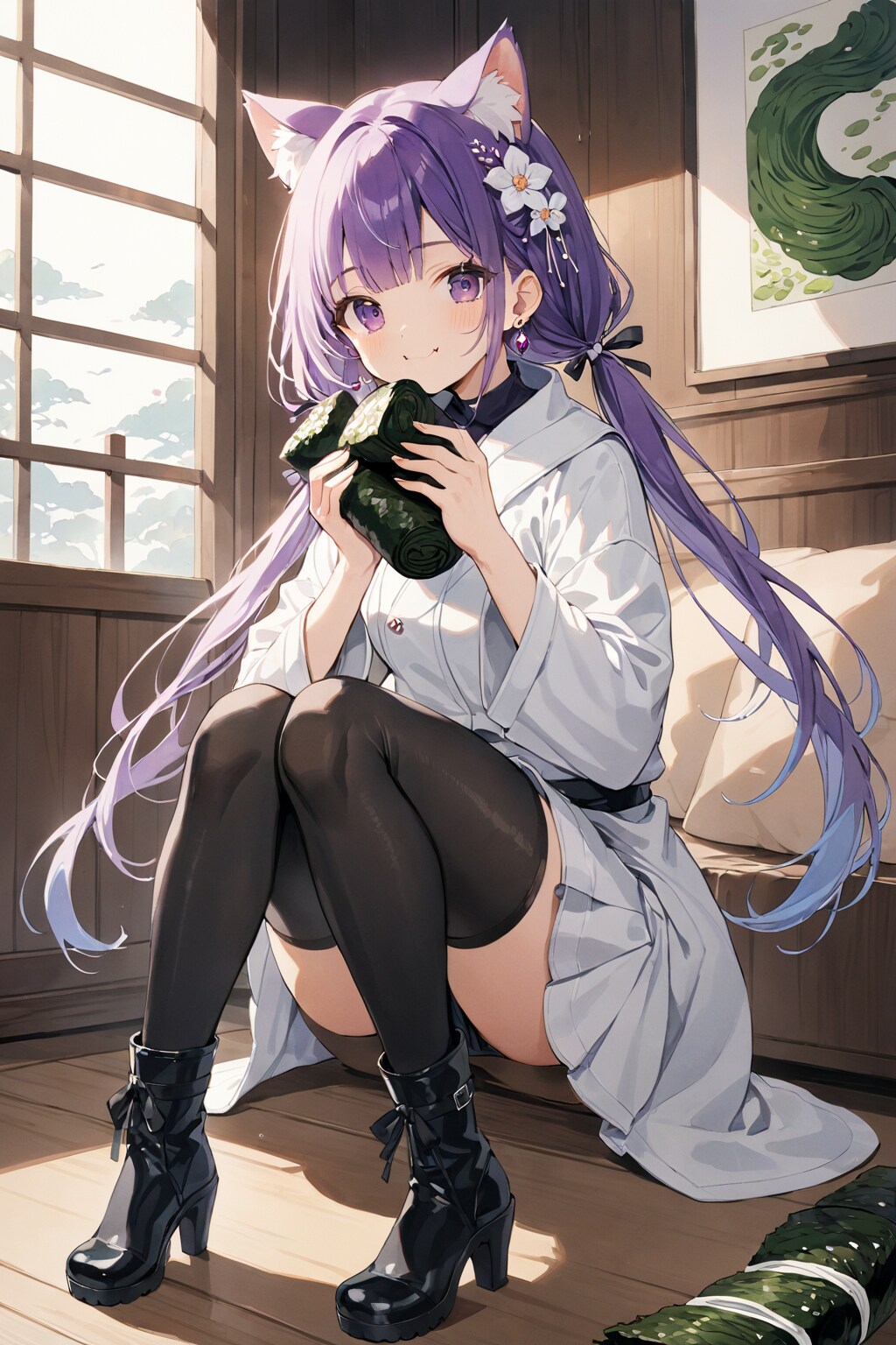 昨日は節分の日だったので恵方巻きを葵ちゃんと絵梨奈ちゃんで生成した結果……。