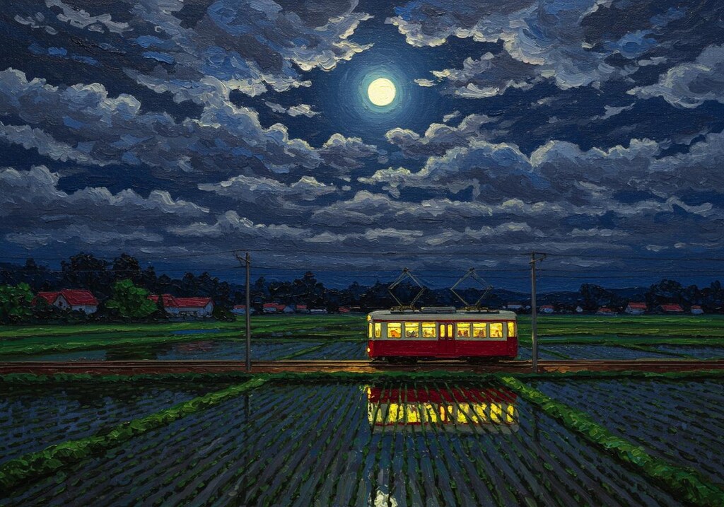 月景色７･田園路面電車