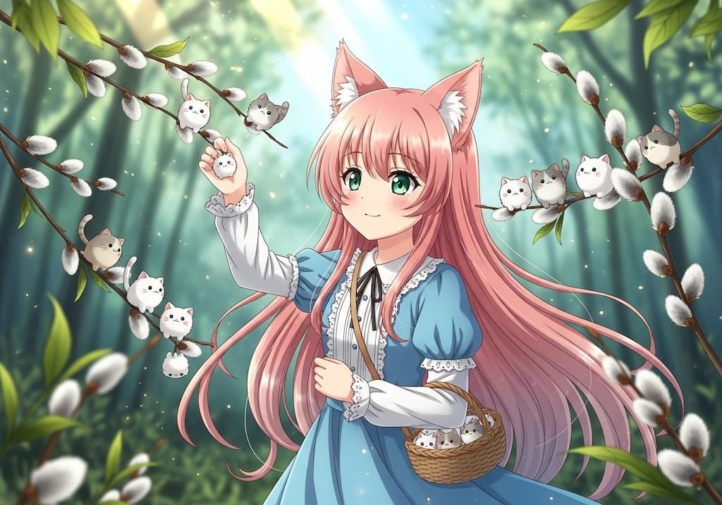 ネコヤナギの収穫・１