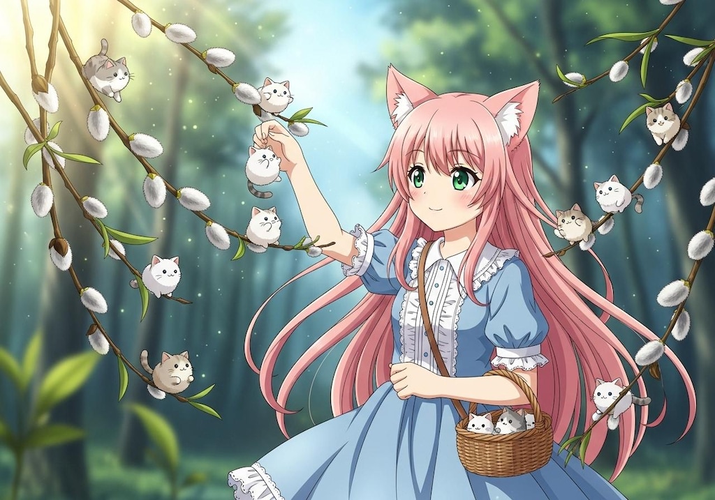 ネコヤナギの収穫・１