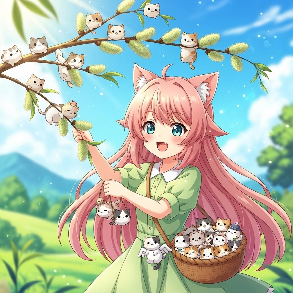 ネコヤナギの収穫・１