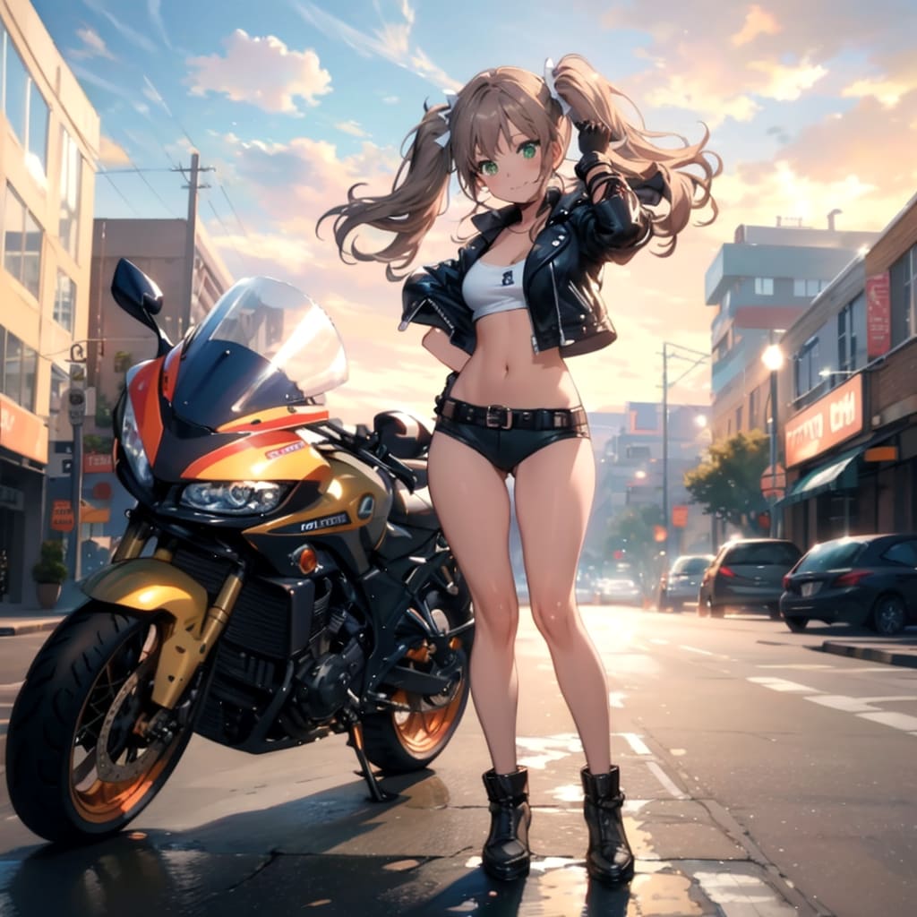 Girl and motorcycle