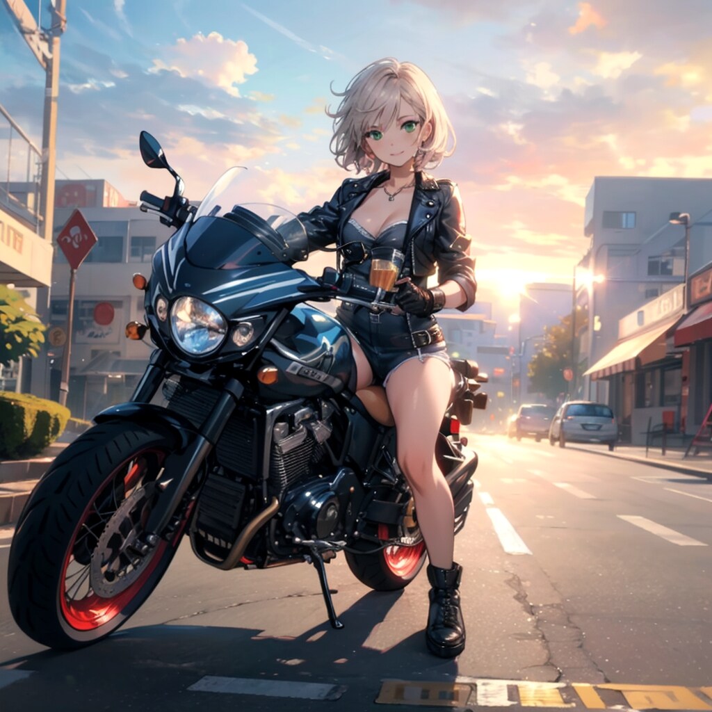 Girl and motorcycle