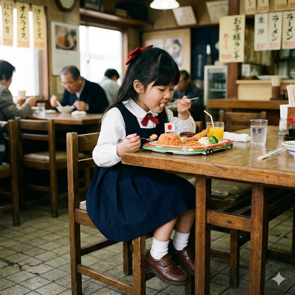 お子様ランチを食べる女の子