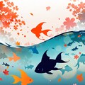 お魚　桜から紅葉へ 4枚目