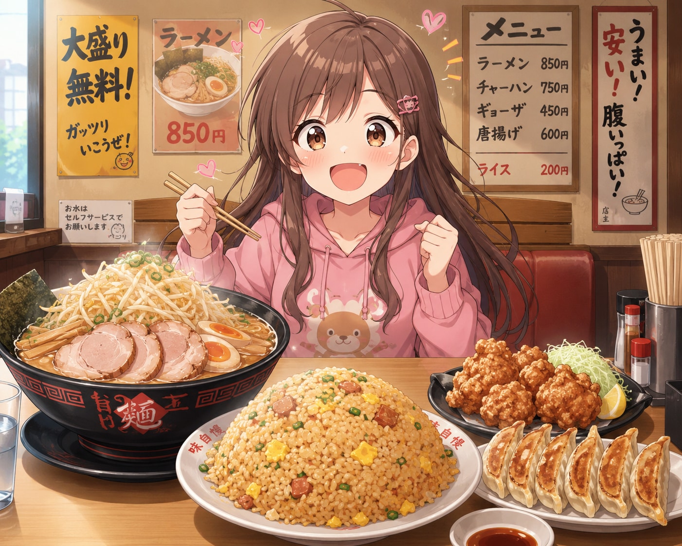 ラーメン店で豪遊()する女の子 | の人気AIイラスト・グラビア