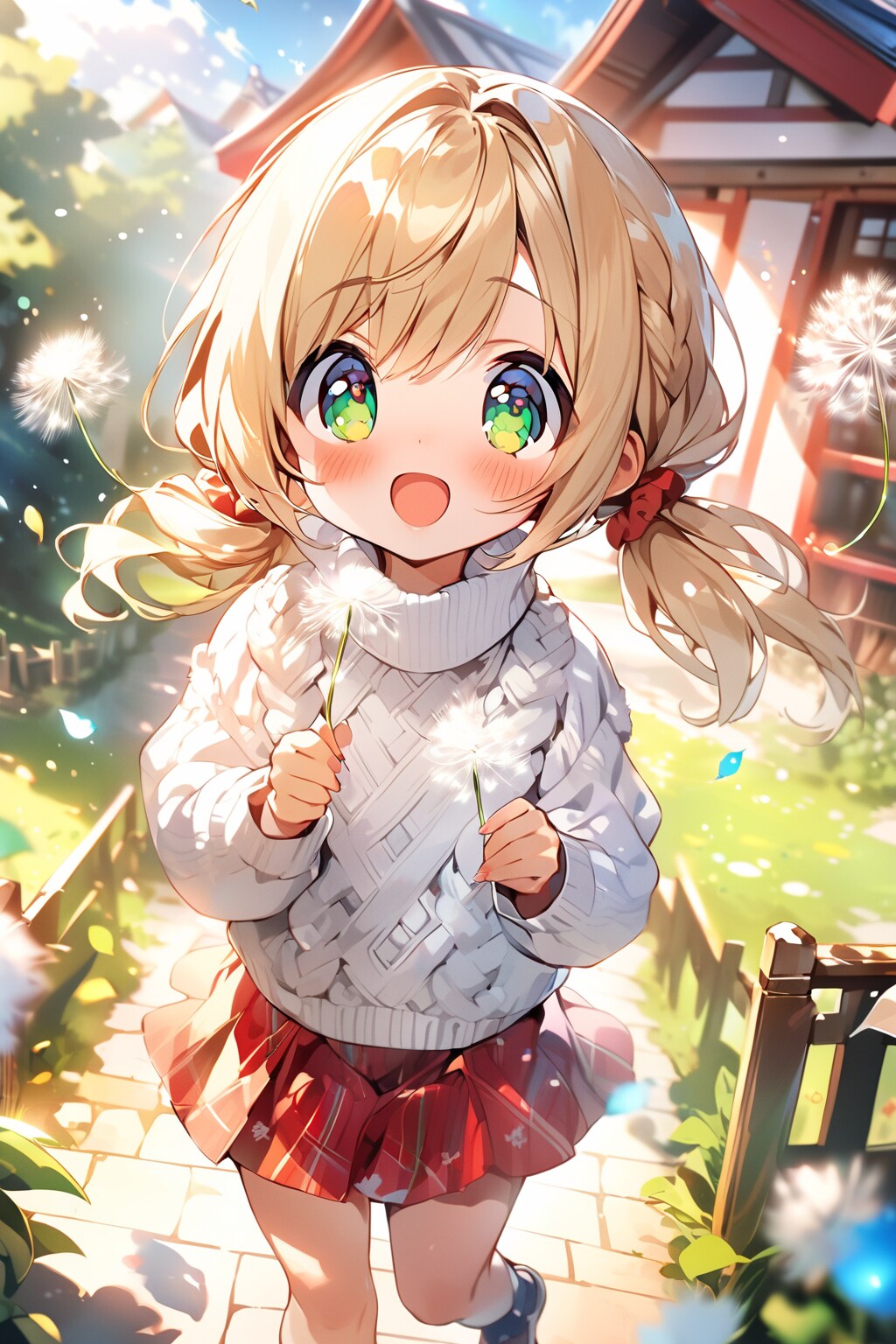 タンポポの綿毛と茉莉花ちゃん