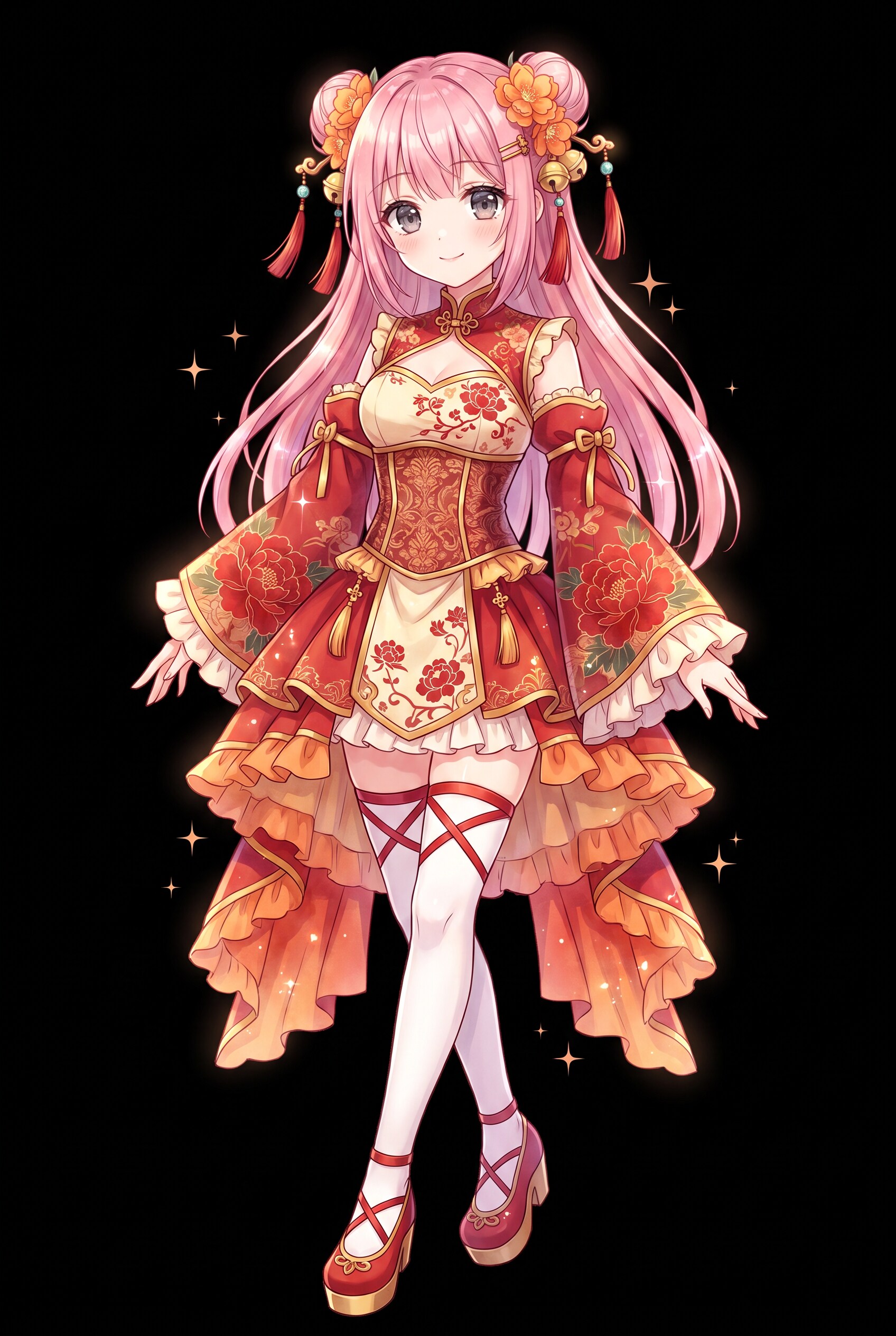 桃髪花鈴の少女 | の人気AIイラスト・グラビア