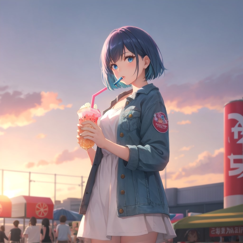 ゼリードリンクと駅前の夕暮れ