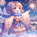 冬の花火と和装魔法少女と 4枚目