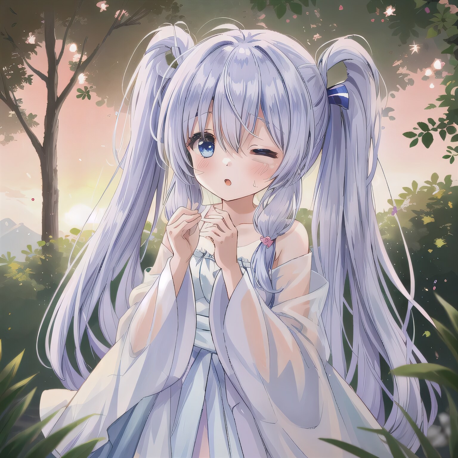 紫髪ロングでワンピースの少女 | の人気AIイラスト・グラビア