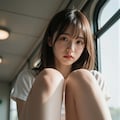 電車に乗る女性 5枚目