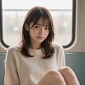 電車に乗る女性 6枚目