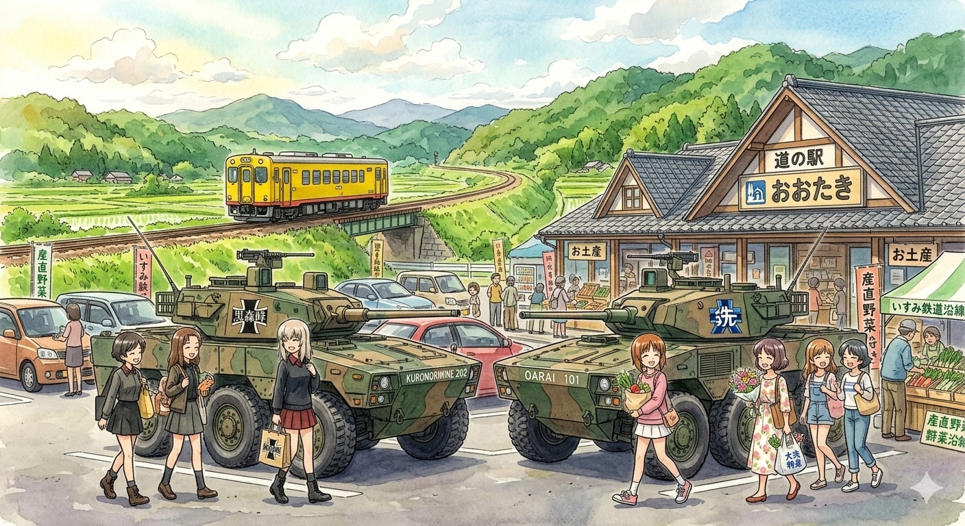 機動戦闘車がある風景（道の駅大多喜）