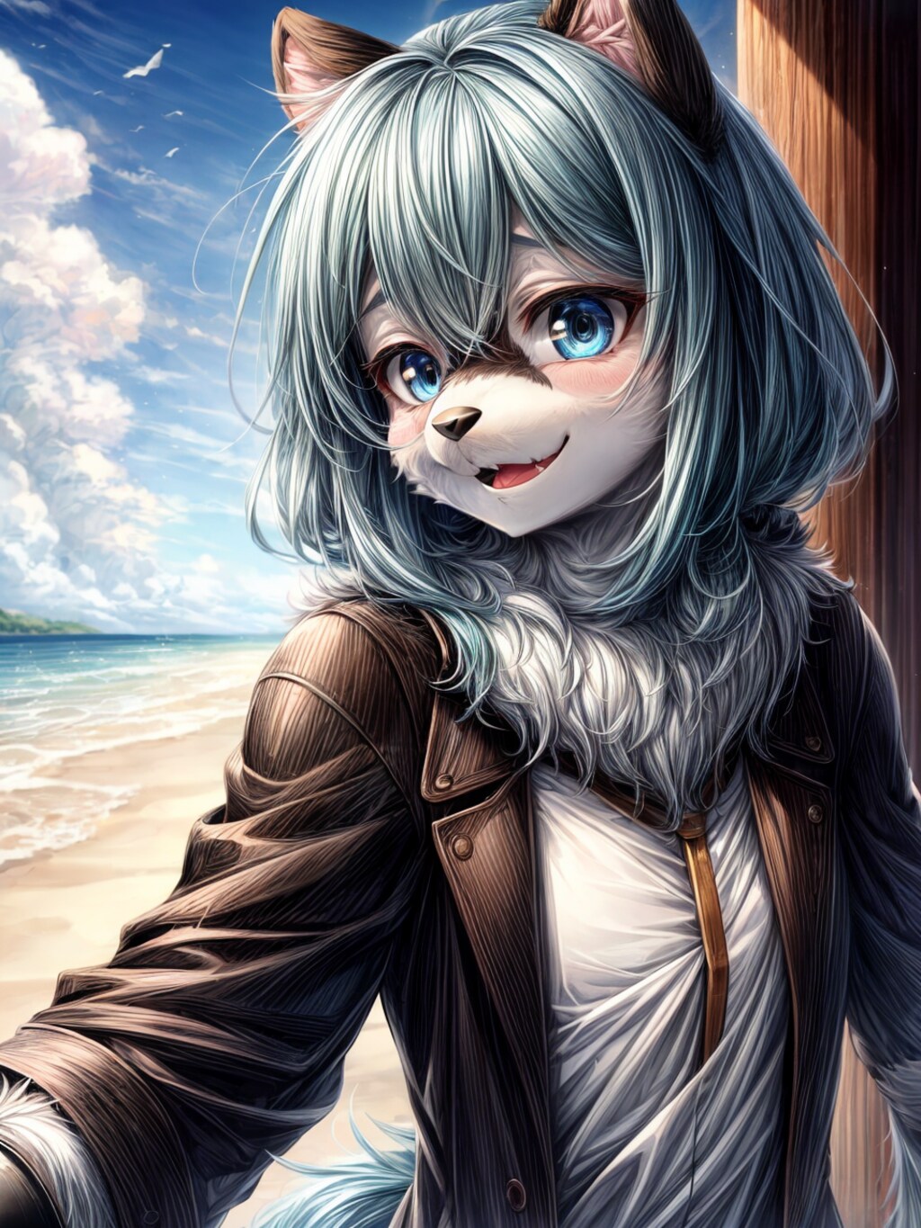 青髪夏ビーチケモノ