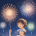 花火大会と浴衣の少女 2枚目