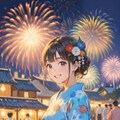 花火大会と浴衣の少女 7枚目
