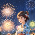 花火大会と浴衣の少女 5枚目
