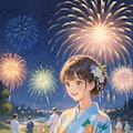 花火大会と浴衣の少女 4枚目
