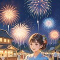 花火大会と浴衣の少女 3枚目