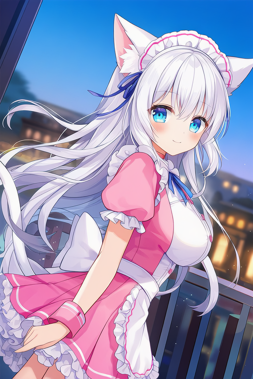 猫耳メイド白髪ちゃん
