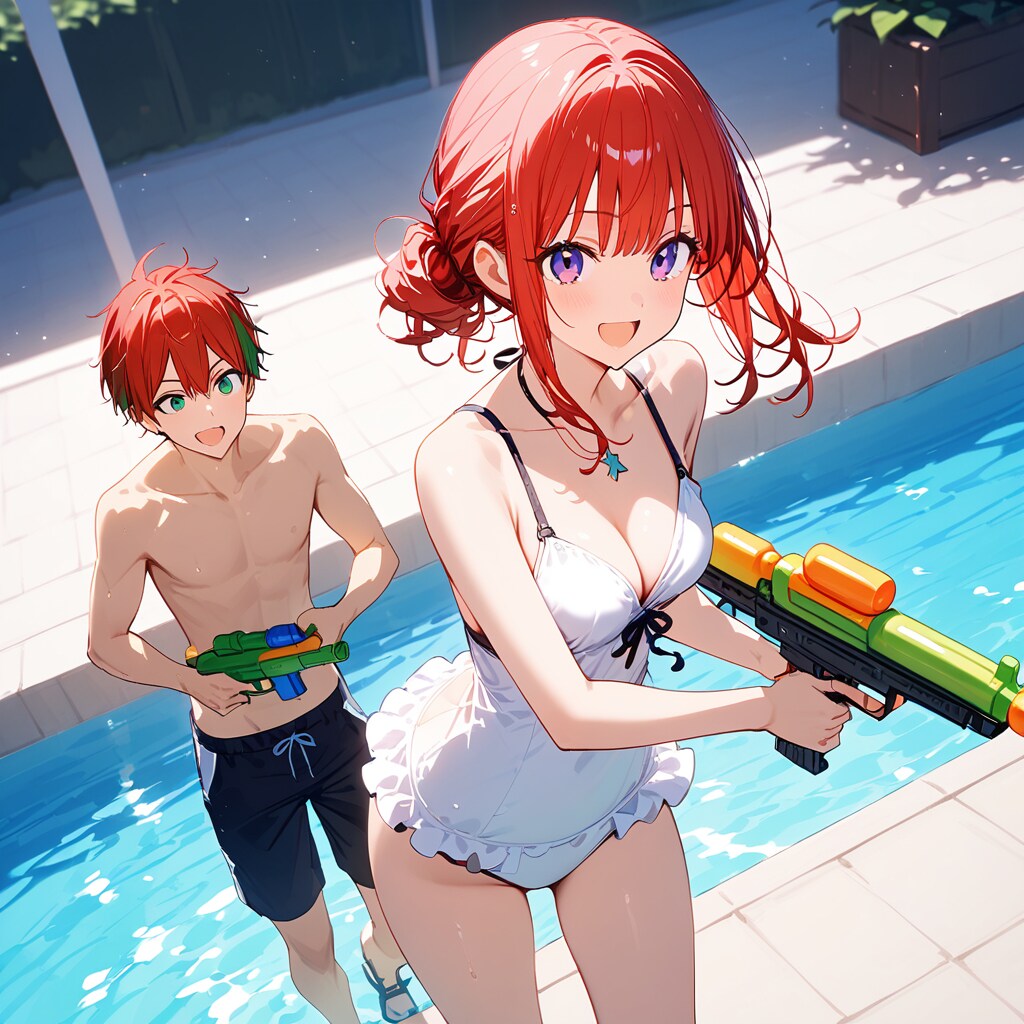 彼氏と一緒にウォーターガンするぞ～！